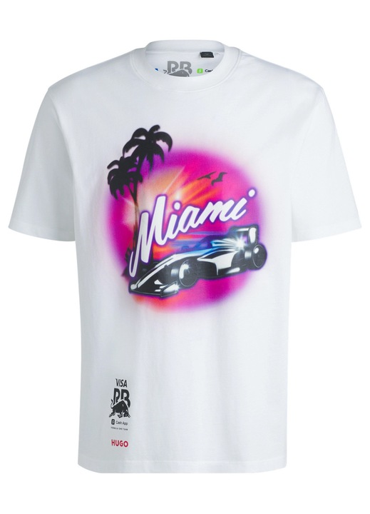 Tricou Hugo x Visa Cash App Racing Bulls Miami GP 2025, Bumbac, Alb, Alb