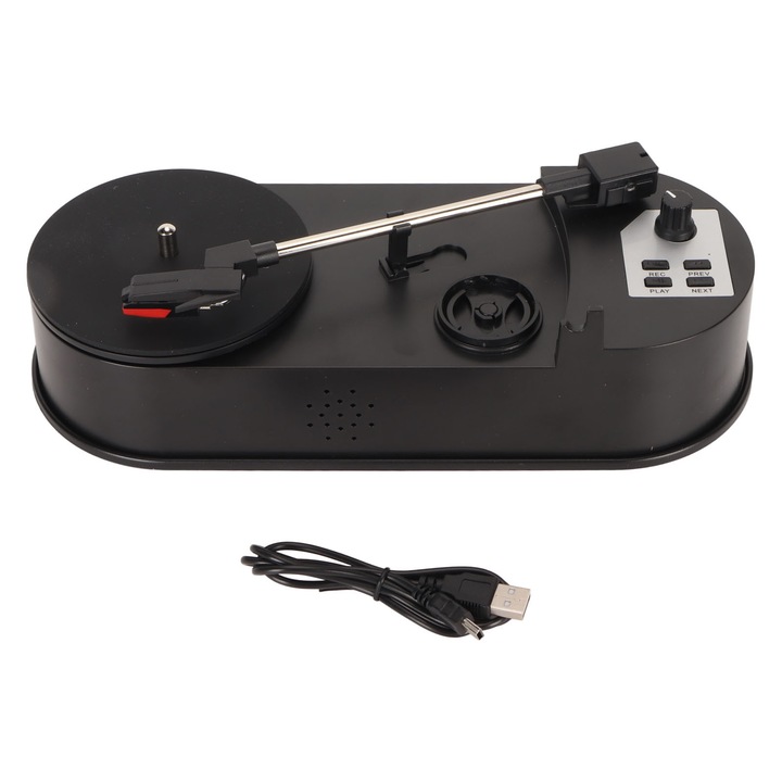 Преносим USB към MP3 грамофон, поддръжка на 33/45 оборота в минута, черен, 292x122x77 мм