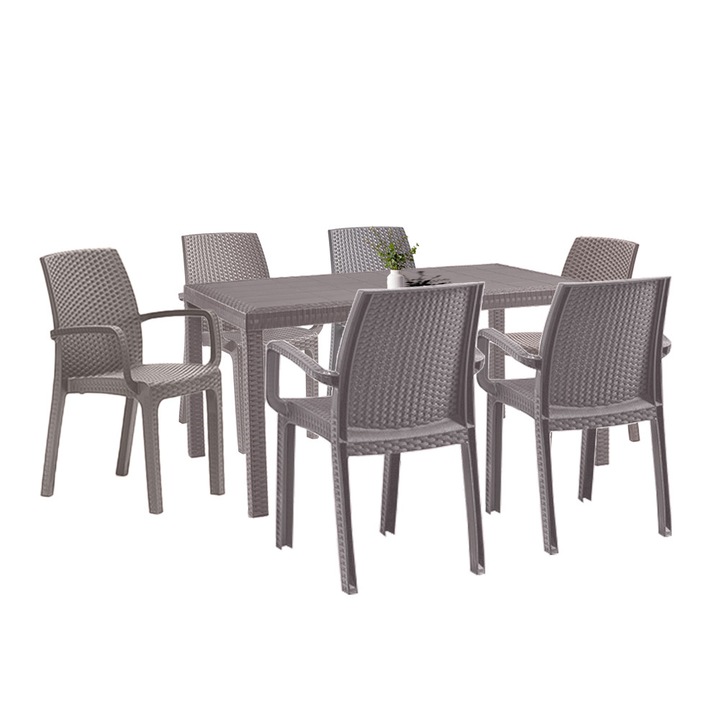 Set mobilier de gradina Leziter Corri 6+1 cappuccino