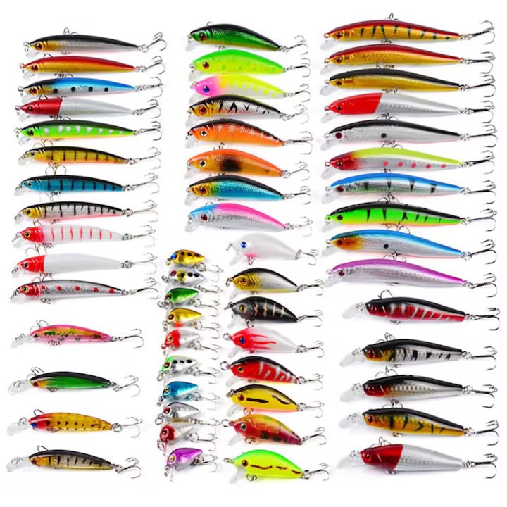 56 db horoggal ellátott csali ragadozó halakra, CHIGOODS, tároló, többszínű, édesvízi vagy sósvízi horgászathoz