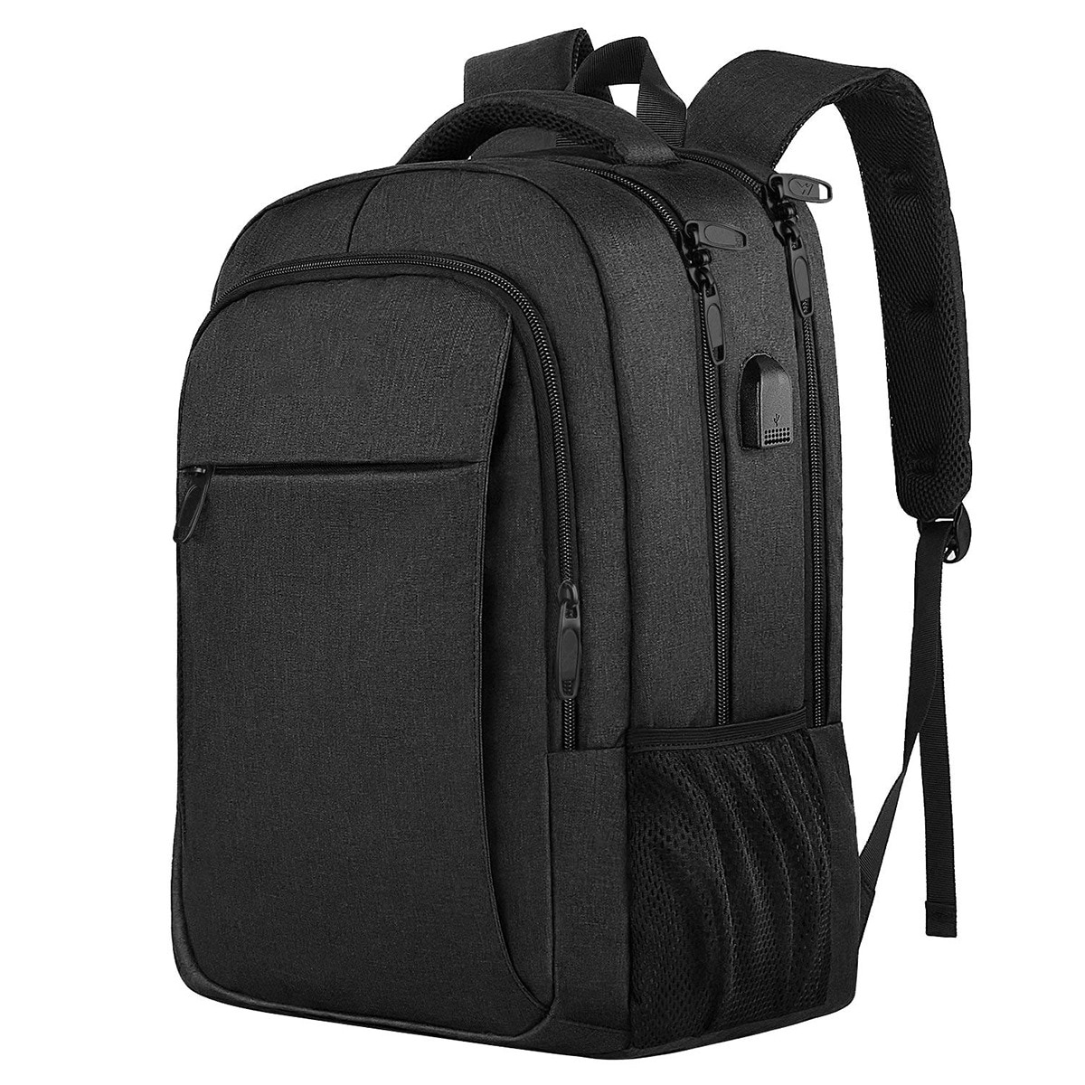 Rucsac Laptop, DEYKAY, Ghiozdan Voiaj cu port de incarcare USB, Compatibil cu laptop 16inch, Compartimente multiple, 30L, Sistem fixare pe valiza, Unisex, Potrivit pentru naveta, afaceri, Calatorii, Negru