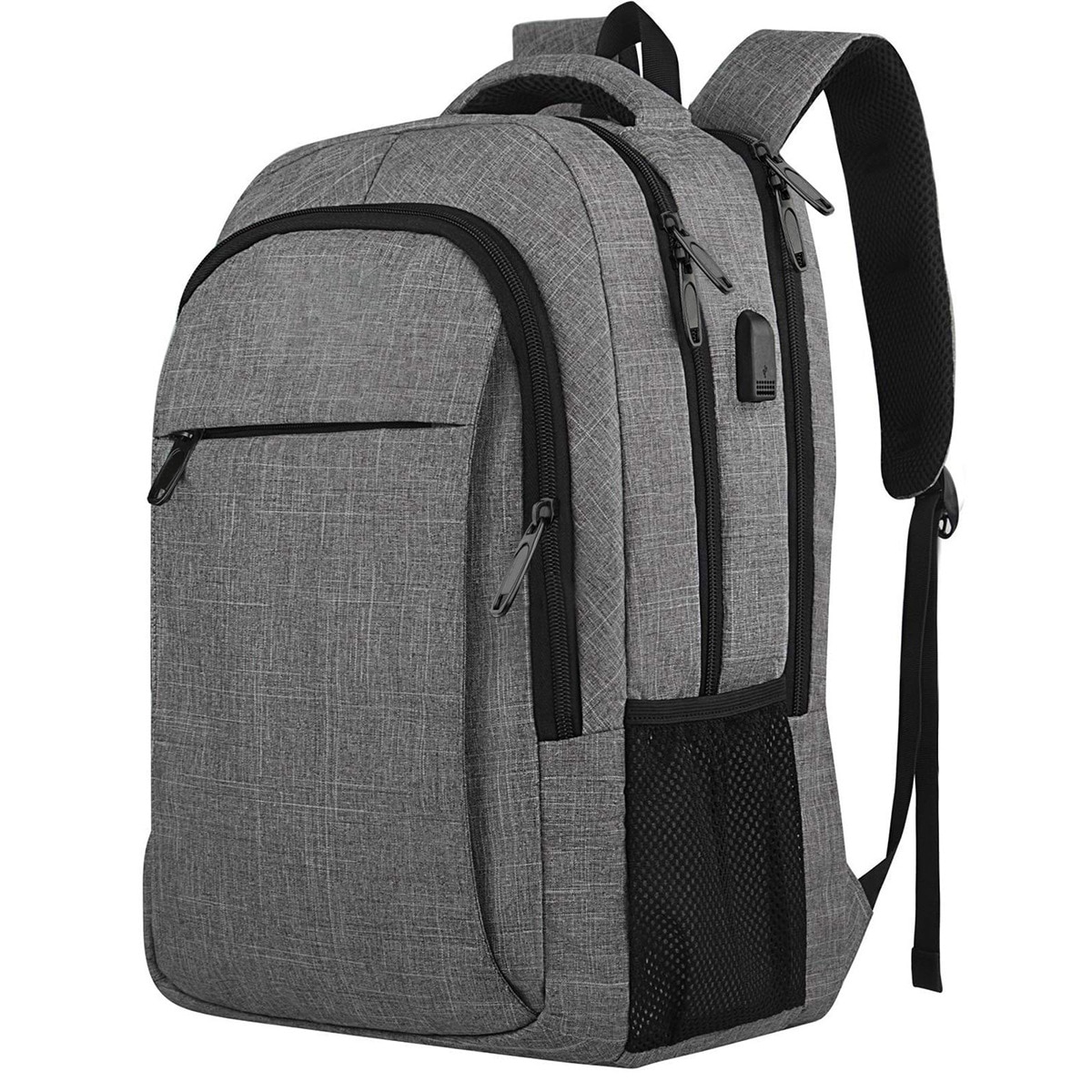 Rucsac Laptop, DEYKAY, Ghiozdan Voiaj cu port de incarcare USB, Compatibil cu laptop 16inch, Compartimente multiple, 30L, Sistem fixare pe valiza, Unisex, Potrivit pentru naveta, afaceri, Calatorii, Gri