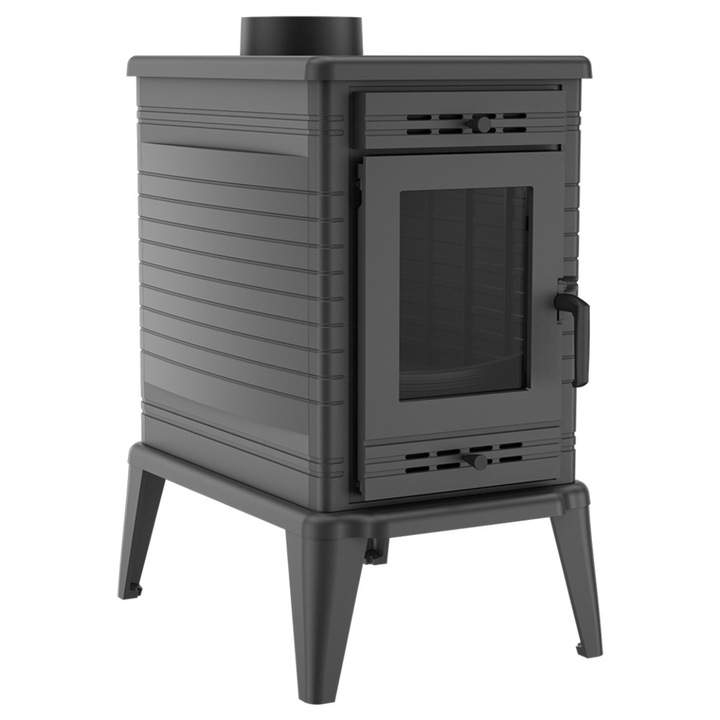 Камина Kratki K10 TurboFan, Дърва, Мощност 10 kW, Размери 73x56.8 см, Черен