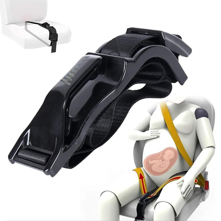 QELIRA® Centura reglabila pentru scaun auto gravide - Suport abdominal ajustabil, Reducere presiune lombara, Centura siguranta maternitate confortabila