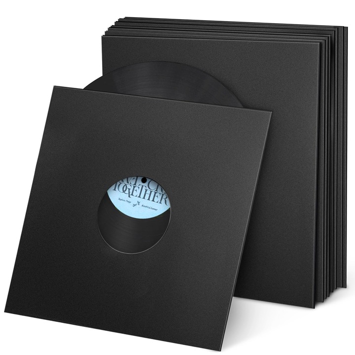 Комплект от 10 листа за 12-инчови винилови плочи, картонени, CloudCradle, матово черно, 350 г/м²