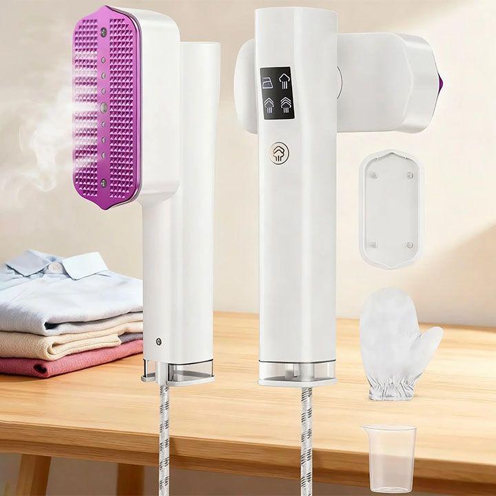 MOSMAOO® Aparat de Calcat cu Abur Portabil 2 in 1, 1200W, Incalzire Rapida 15 Secunde, 4 Moduri, Rezervor 100ml, 20 Min Abur Continuu, Ideal pentru Haine, Calatorii si Uz Casnic, Alb