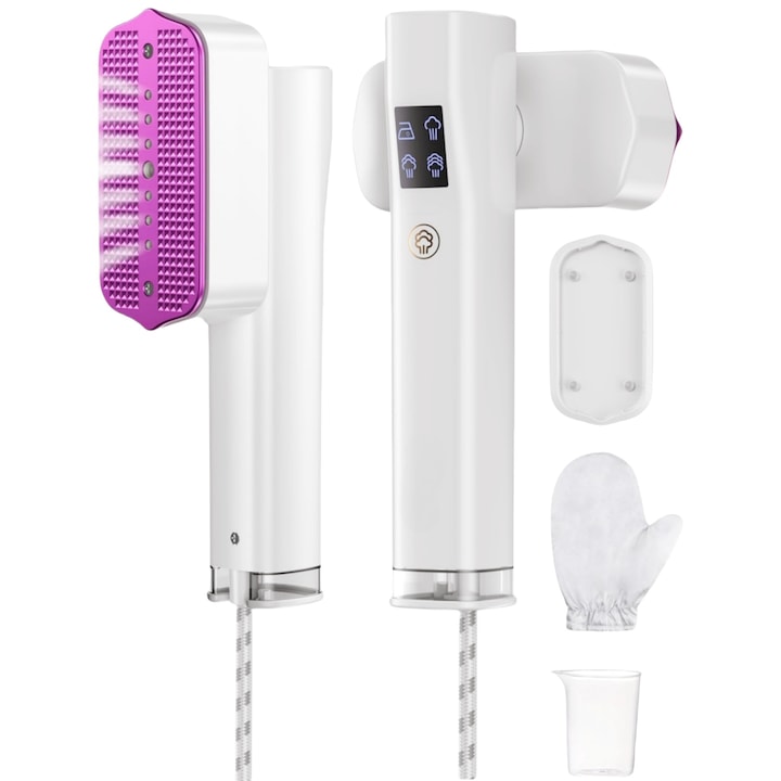 MOSMAOO® 2 az 1-ben hordozható gőzölős vasaló, 1200 W, 15 másodperces gyors felmelegedés, 4 üzemmód, 100 ml-es tartály, 20 perc folyamatos gőzölés, ideális ruhákhoz, utazáshoz és otthoni használatra, fehér