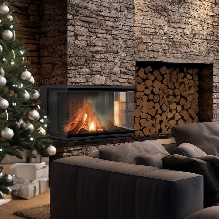 Камина Kratki NBC 800/2x400, Дърва, Мощност 0.01 kW, Размери 147x62.2 см, Черен