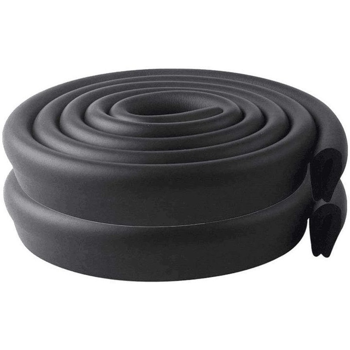 Protector colturi si margini spuma, set 2 buc, 2m, negru
