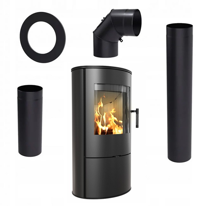 Камина Kratki ROLLO 150, Дърва, Мощност 7 kW, Размери 97.6x40.2 см, Черен