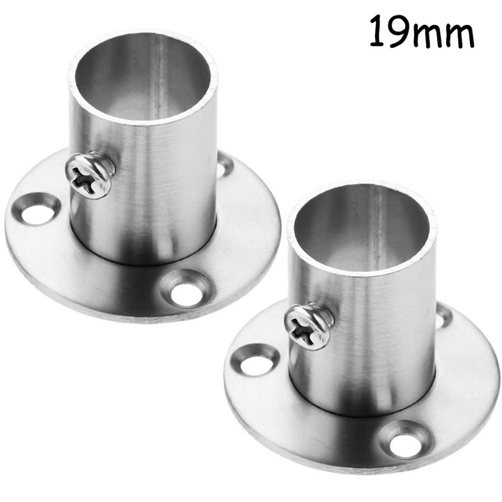 Suporturi pentru tub rotund din otel inoxidabil, set de 2, 19mm/22mm/25mm, argintii