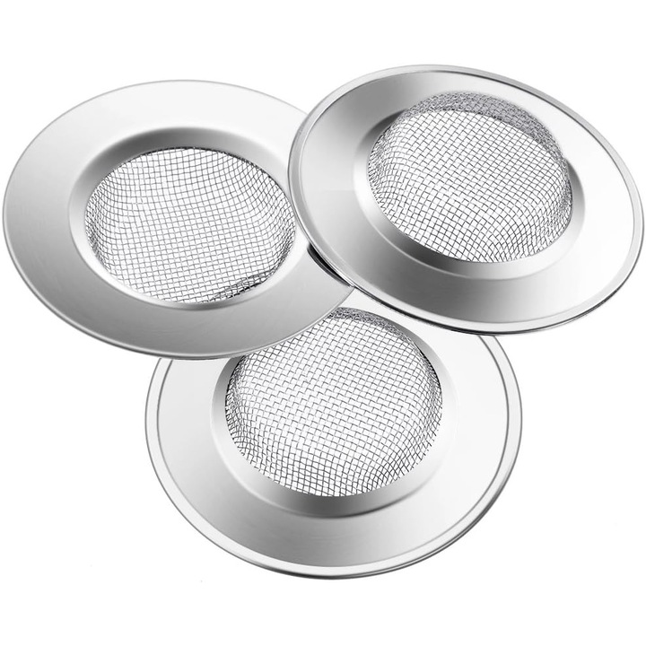 Set 3 bucati sita scurgere inox 7.7 cm, pentru chiuveta, cada, baie