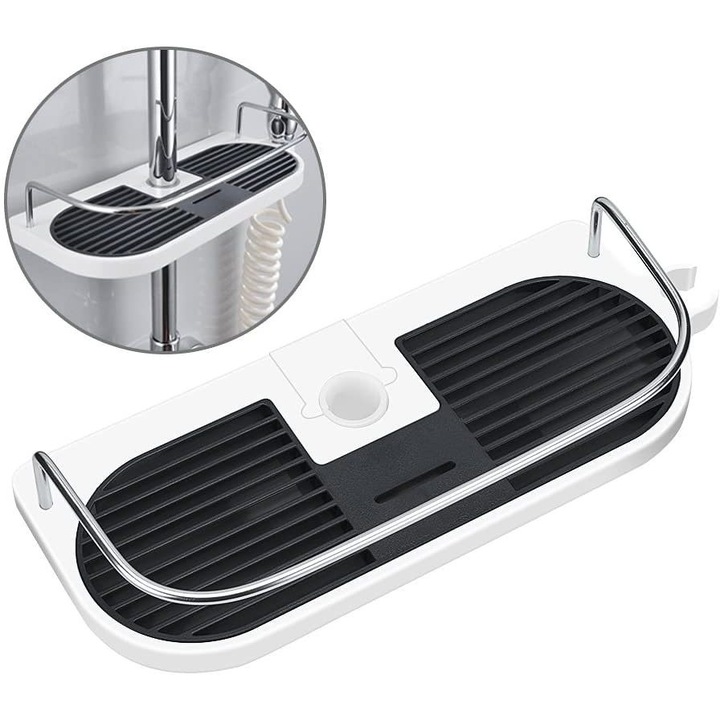 Raft de dus fara gaurire, suport de dus pentru baie, raft de dus cu inaltime reglabila, raft de dus pentru baie, cu diametru de 19 mm - 25 mm