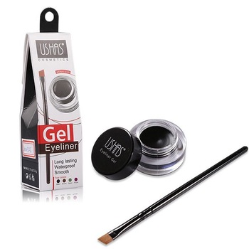 Gel Contur de Ochi / Sprancene cu Pensula Ultra-Rezistent Ushas Gel Eyeliner, Negru Gel Contur de Ochi / Sprancene cu Pensula Ultra-Rezistent Ushas Gel Eyeliner, Negru