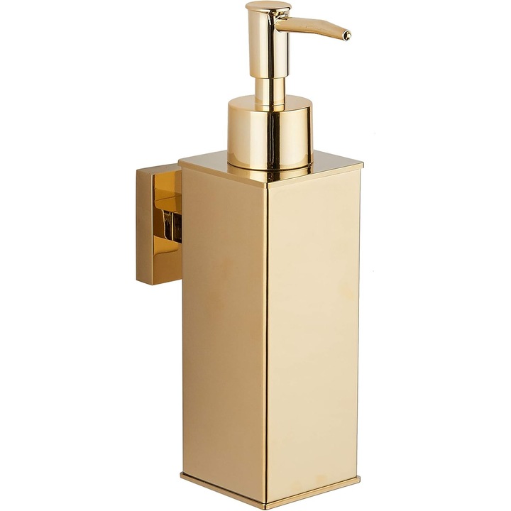 Dispenser sapun perete, inox 304, auriu, 18x7.5x9cm