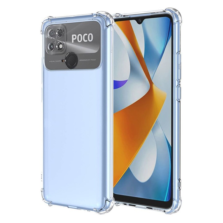 Husa Clear Anti-Soc pentru Xiaomi Poco C40, Protectie Colturi AirBag, Rezisntenta Socuri si Zgarieturi, Design Slim, Transparenta