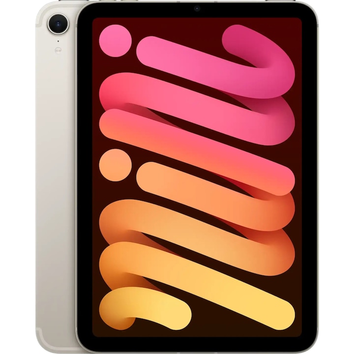 Таблет Apple iPad mini 7, Starlight, Cellular с процесор 2x Apple A17 (3.8 GHz) + 4x Apple A17 (2.1 GHz), 8 GB, 128 GB, IPadOS 18, Кремав