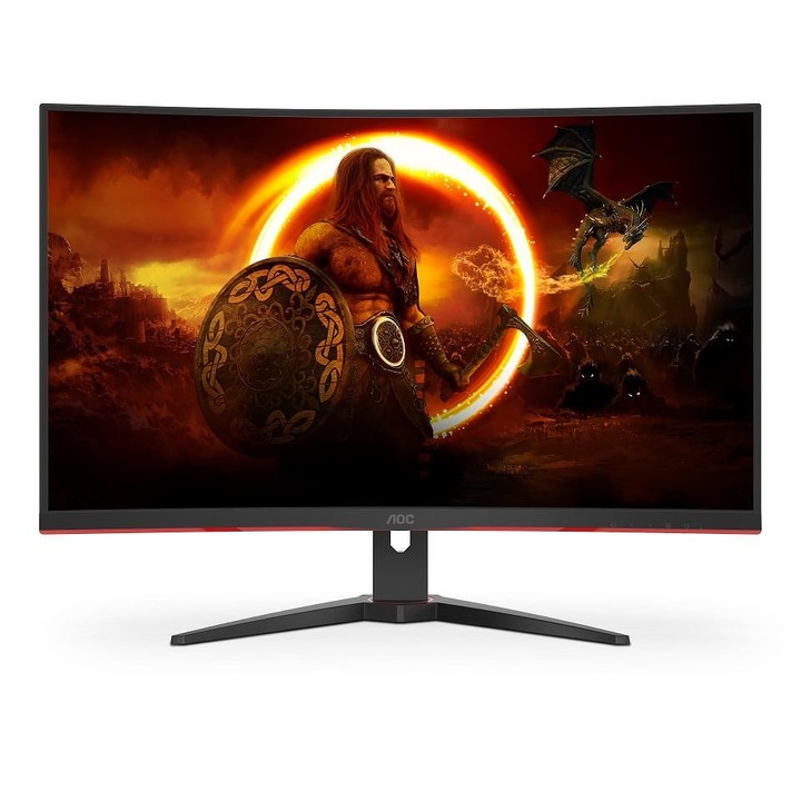 Монитор, AOC C32G2ZE/BK, 31.5" Curved 1500R, VA, WLED, 1920x1080@240Hz, 4ms GtG, 1ms MPRT, 300cd/m2, 4000:1, DCR 80M:1, FreeSync, FlickerFree, Low Blue Light
