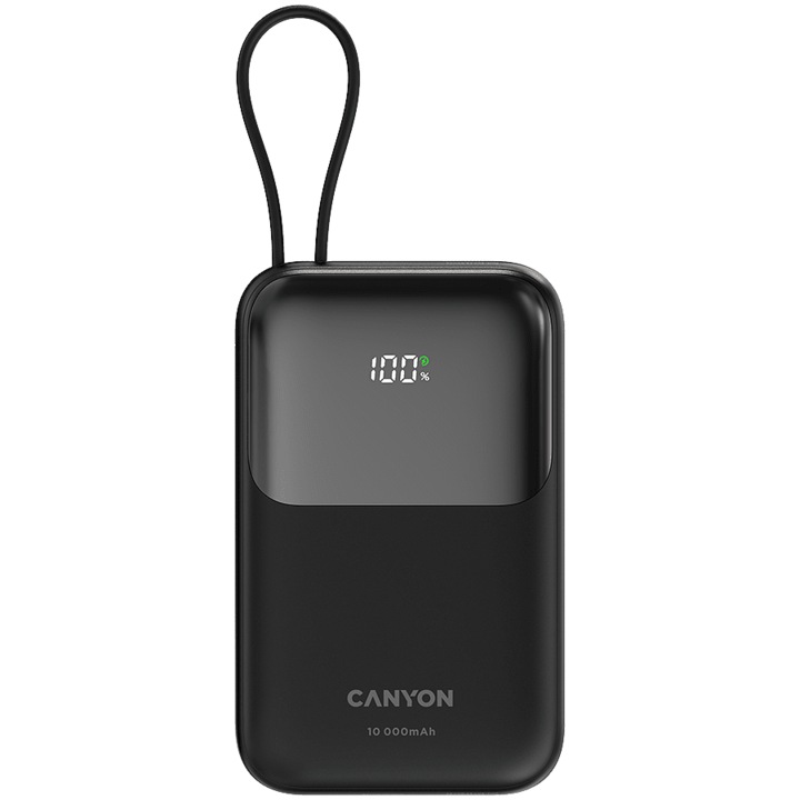 Külső akkumulátor, CANYON, OnPower 101, 10000 mAh, PD22, 5W, Fekete