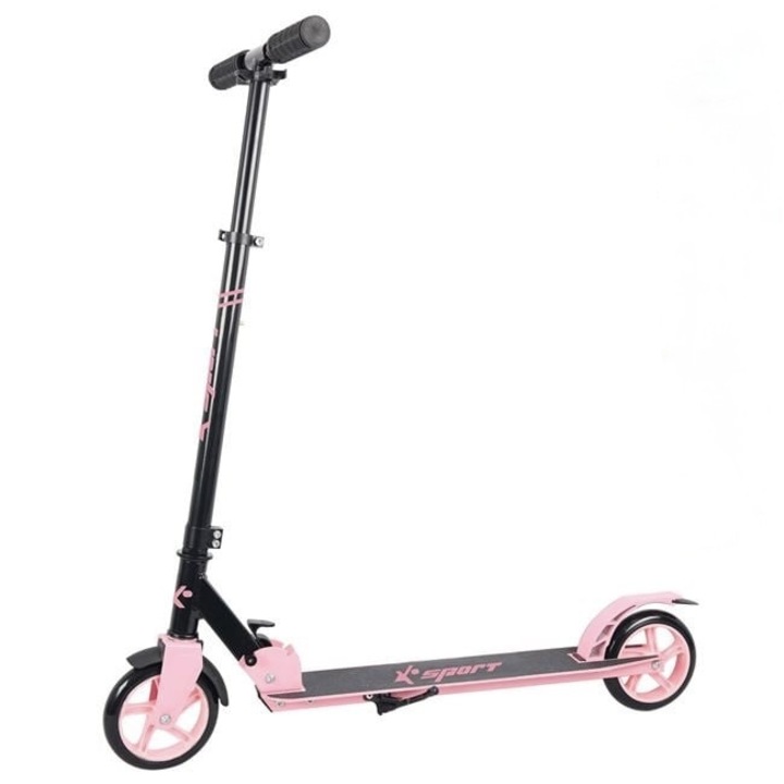 Тротинетка XSports, Алуминиева, Спирачка, До 100кг, Розов/Черен