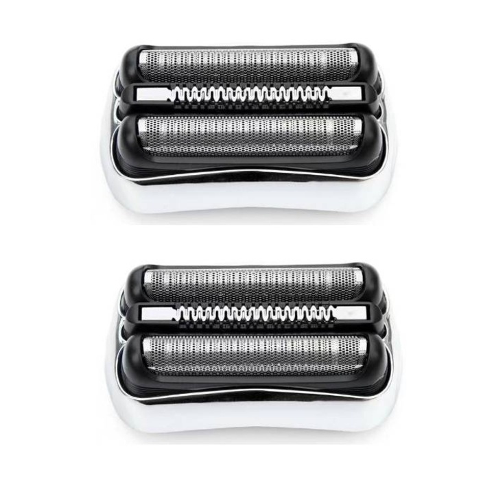 Резервни глави за самобръсначка Braun 21S, комплект 2 броя, неръждаема стомана, съвместими с мокро и сухо бръснене