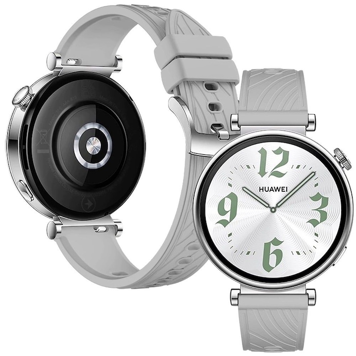 Curea silicon compatibila cu Huawei Watch GT4 41mm, GT5 41mm, GT5 Pro 42mm, GT 4 5, gri, 18mm