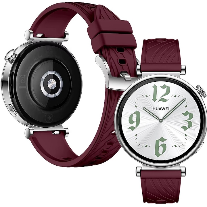 Curea silicon compatibila cu Huawei Watch GT4 41mm, GT5 41mm, GT5 Pro 42mm, GT 4 5, visiniu, Best Accessories, 18mm