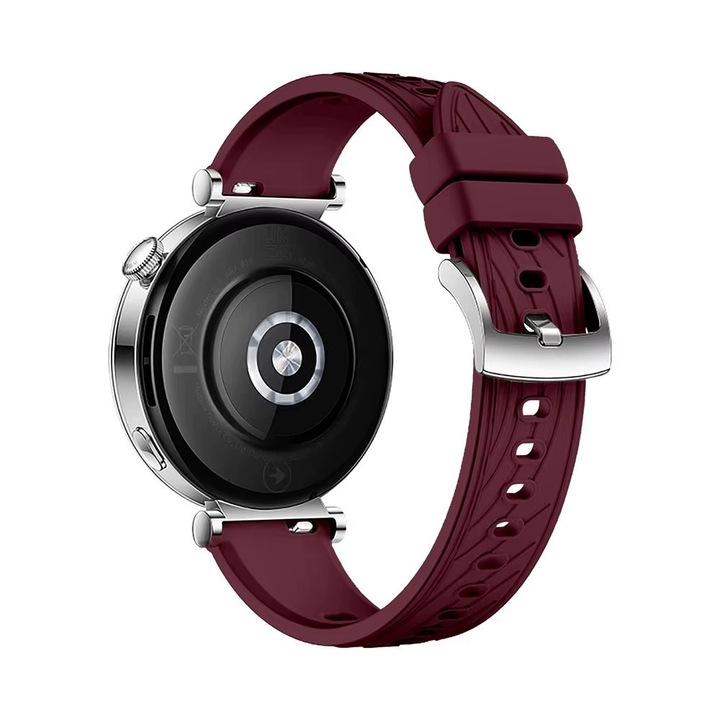 Curea silicon compatibila cu Huawei Watch GT4 41mm, GT5 41mm, GT5 Pro 42mm, GT 4 5, visiniu, 18mm