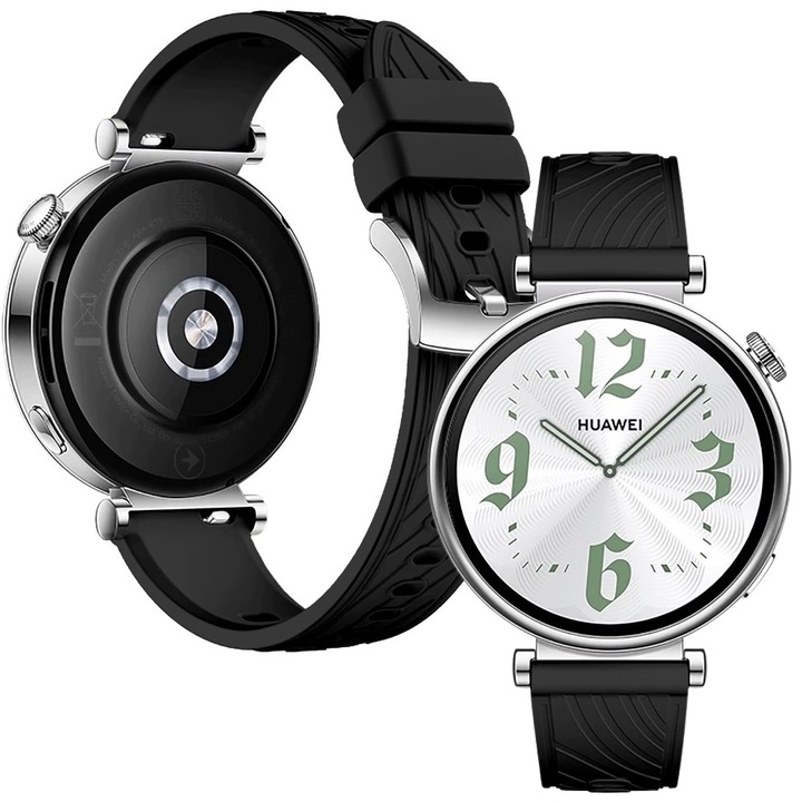 Curea silicon compatibila cu Huawei Watch GT4 41mm, GT5 41mm, GT5 Pro 42mm, GT 4 5, negru, Best Accessories, 18mm