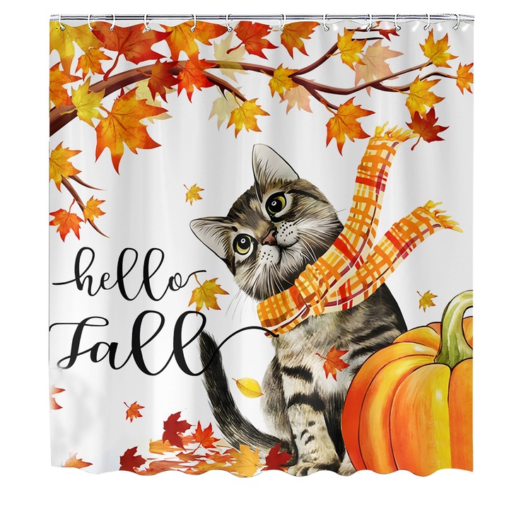 Zuhanyfüggöny, őszi minta, többszínű