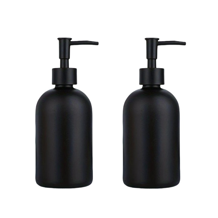 2 db szappanadagoló készlet, rozsdamentes acél, üveg, átlátszó, 250ml