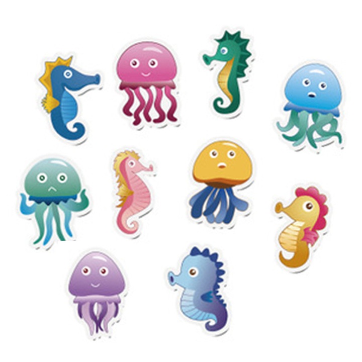 Set 10 autocolante antiderapante pentru cada, Multicolor, PEVA