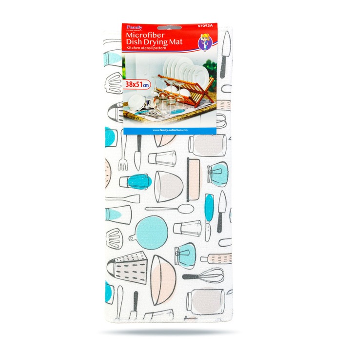 Covoras de uscare a vasei din microfibra Family 57093A - 38 x 51 cm - model ustensile de bucatarie