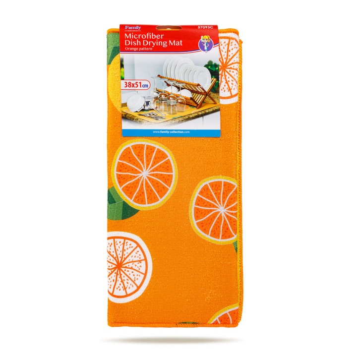 Covoras de uscare a vasei din microfibra Family 57093C - 38 x 51 cm - model portocaliu