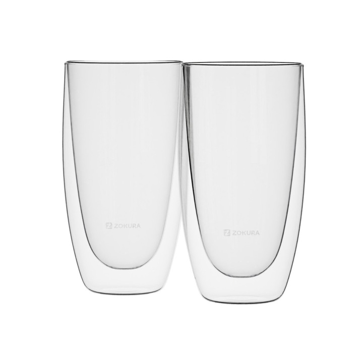 Zokura Z-1381- 2 db Üveg pohár, dupla falú, 450ml