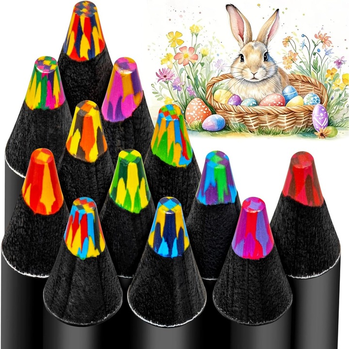 Cos de Paste Essentials, 12 creioane colorate curcubeu, Cos de Paste Chestii pentru adolescenti, Cadouri pentru fete adolescente Chestii de arta pentru copii 9-12 ani, Arta si Artizanat Cadouri pentru fete 4-12 ani, 12 culori Creioane colorate 1