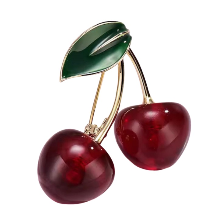 Brosa rosie de cirese, rosu profund, 4.3 * 3.6cm