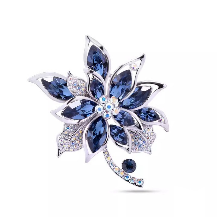 Brosa Hibiscus retro, albastru argintiu, 6, 0 * 4, 5 cm