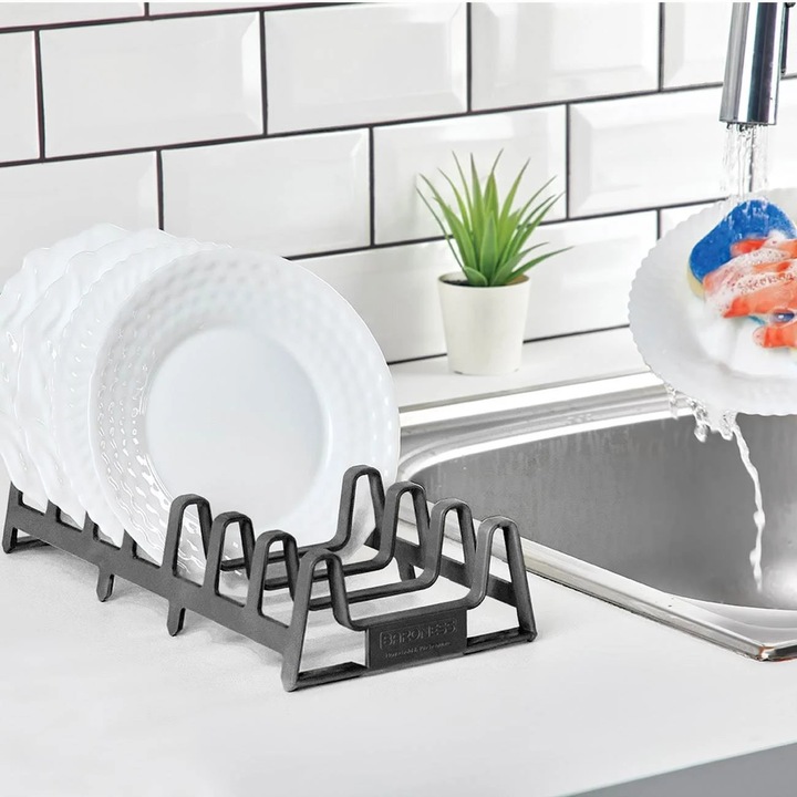 Suport Uscator Vesela din Plastic Antracit 29x14cm