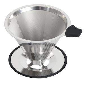 Filtru de cafea fara hartie filtru, SINBINTA, Filtru permanent de cafea, V-Shape, Picurare, 600 mesh, Inox dublu-strat, Destinat 1-2 persoane, Reutilizabil, Usor de utilizat si curatat, Pentru acasa, birou, calatorie sau camping, 120*70*101mm, Argintiu