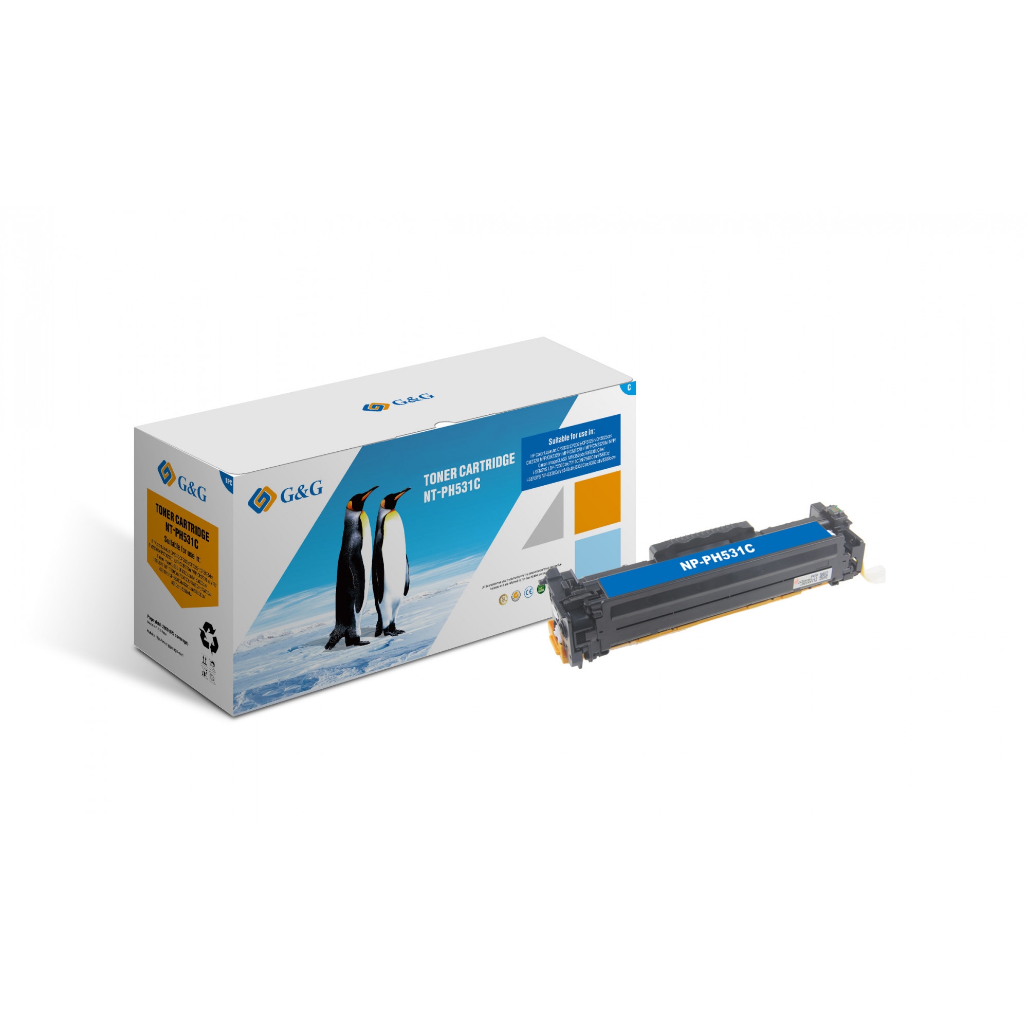 Cartus Toner G&G compatibil cu HP CC531A, 2800 pag, cyan