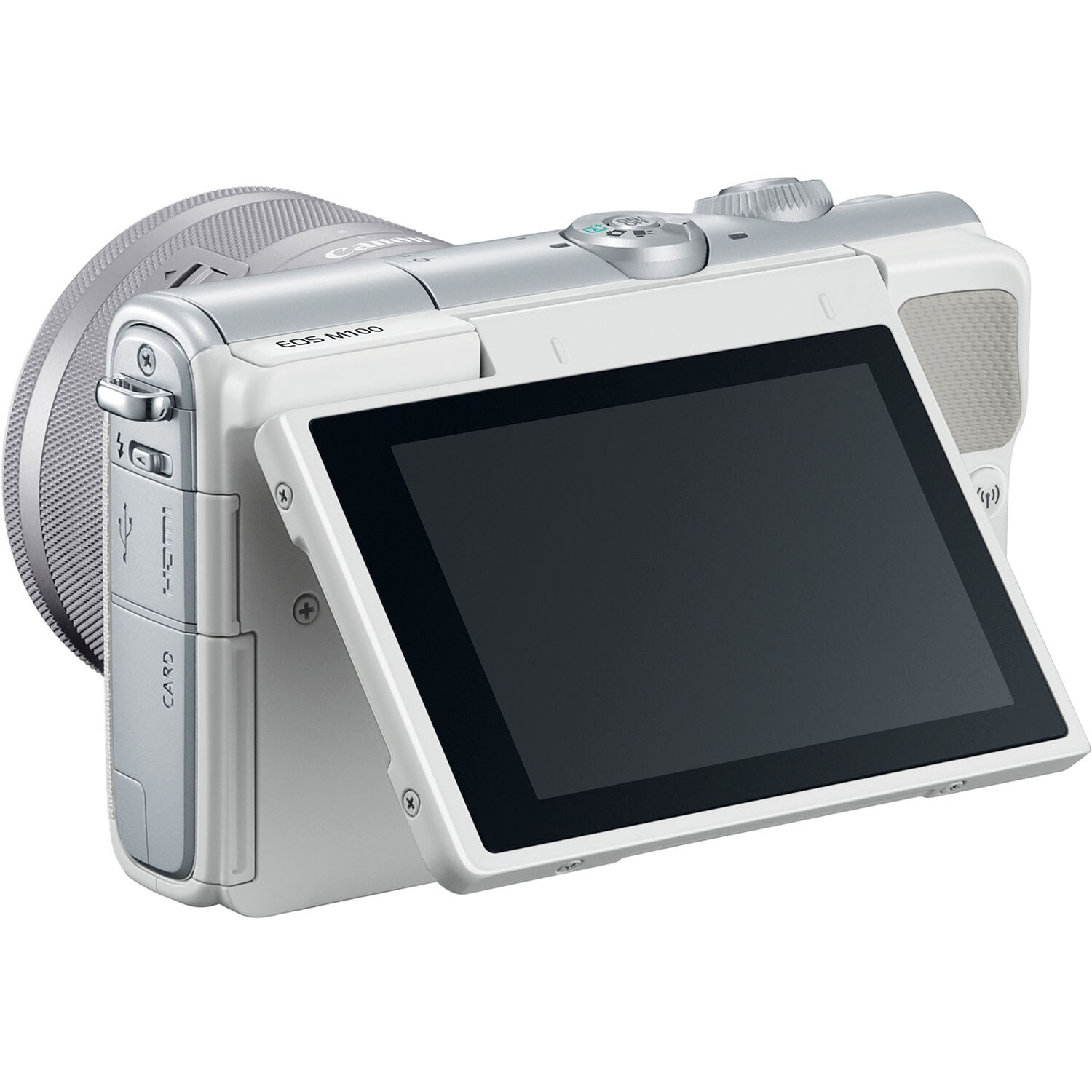 Aparat foto Mirrorless Canon EOS M100, 24.2 MP, White + Obiectiv