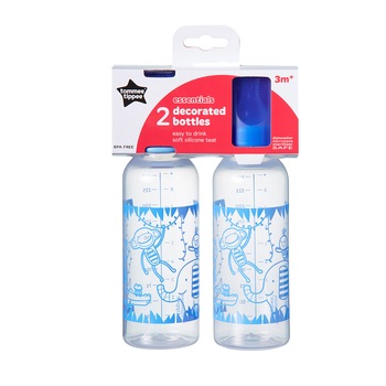 Biberon Tommee Tippee Basics, 250 ml, 2 buc, Albastru Biberon Tommee Tippee Basics, 250 ml, 2 buc, Albastru