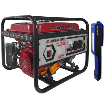 Generator curent MEDIA LINE MLG 2500/1, 2.2KVA, motor 6.5 CP, monofazat, combustibil benzina, alternator sincron tip AVR cu perii + CADOU 1x Lanterna LED magnetica AgroPro Generator curent MEDIA LINE MLG 2500/1, 2.2KVA, motor 6.5 CP, monofazat, combustibil benzina, alternator sincron tip AVR cu perii + CADOU 1x Lanterna LED magnetica AgroPro