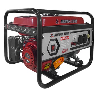 Generator curent MEDIA LINE MLG 2500/1, 2.2KVA, motor termic 6.5 CP, monofazat, combustibil benzina, alternator sincron tip AVR cu perii Generator curent MEDIA LINE MLG 2500/1, 2.2KVA, motor termic 6.5 CP, monofazat, combustibil benzina, alternator sincron tip AVR cu perii