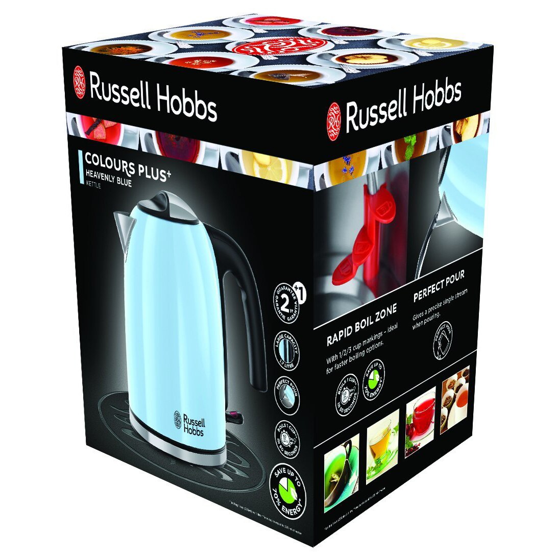 Russell Hobbs Retro Style 1.7L Electric Kettle, Heavenly Blue