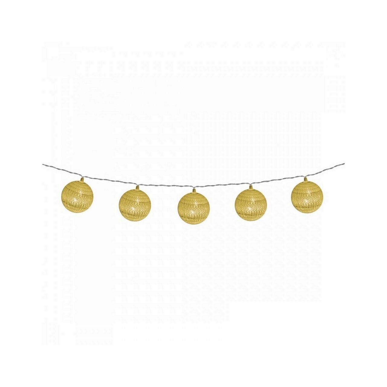 Ghirlanda cu 10 LED-uri, decor glob bumbac, auriu, Home CBL 10/GD, alimentare baterii