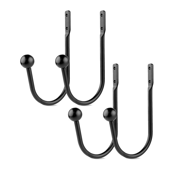 Set carlige pentru perdea, ZGGZERG, Metal sistem de prindere pentru si draperii, Cu unghii, Stabil si usor de instalat, Fara deformare, Rezistent la coroziune, Pentru living, dormitor, baie, Aliaj de aluminiu, 150*100*95mm, Negru