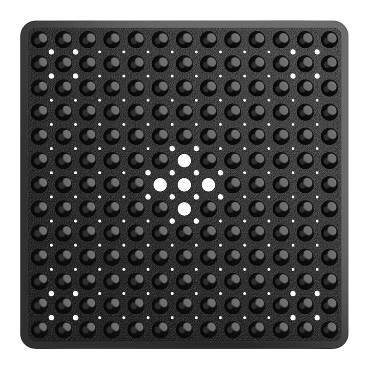 Covor antiderapant pentru cada, ZGGZERG, Covorase Baie, cu 164 ventuze fixare, Antiderapant, Usor de curatat, Design modern, Lavabil la masina, Durabil, Pentru batrani si copii, PVC, 53x53cm, Negru
