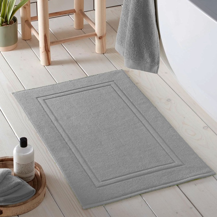 Covor antiderapant pentru cada, ZGGZERG, Covorase Baie, Super absorbant, Antiderapant, Usor de curatat, Design modern, Lavabil la masina, Durabil, Pentru living, dormitor, Bumbac, 50x80cm, Gri